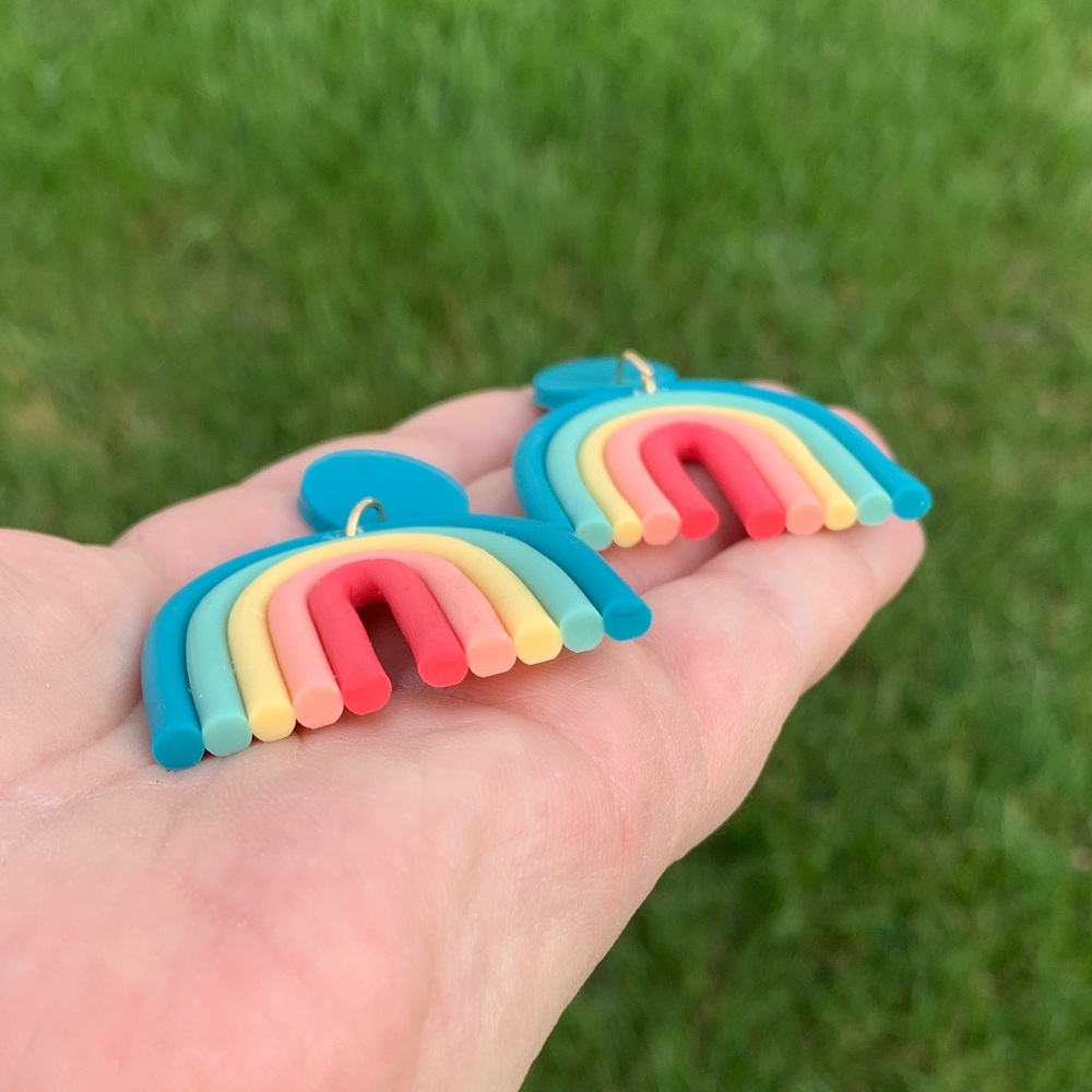 Ronnie Rainbow Earrings Teal - Picture 3 of 4